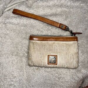 Dooney & Bourke Tan and Brown Clutch Wristlet